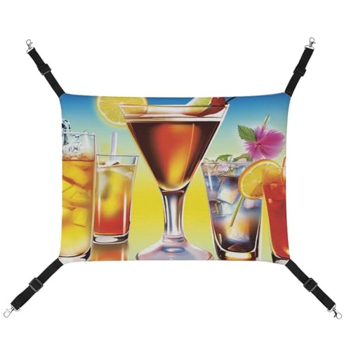 DWVSFJM Always Happy Hour Katzenhängematte, Haustierkäfig-Hängematte, weiches Haustier-Hängebett mit verstellbaren Gurten und Metallhaken-Muster, warme hängende Haustiermatten für Katzen, kleine von DWVSFJM