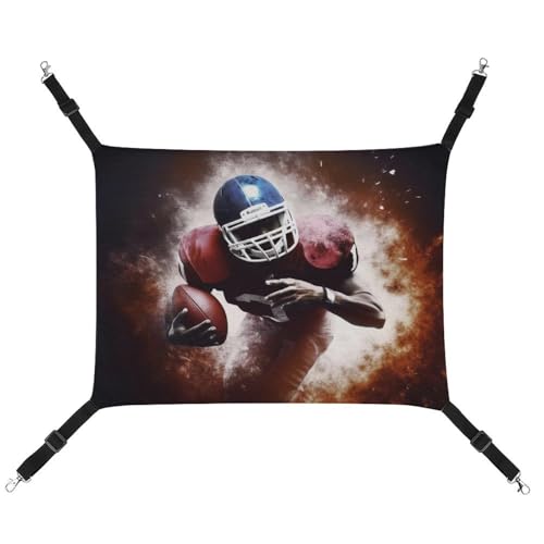DWVSFJM American Football Katzenhängematte, Haustierkäfig-Hängematte, weiches Haustier-Hängebett mit verstellbaren Gurten und Metallhaken-Muster, warme hängende Haustiermatten für Katzen, kleine von DWVSFJM