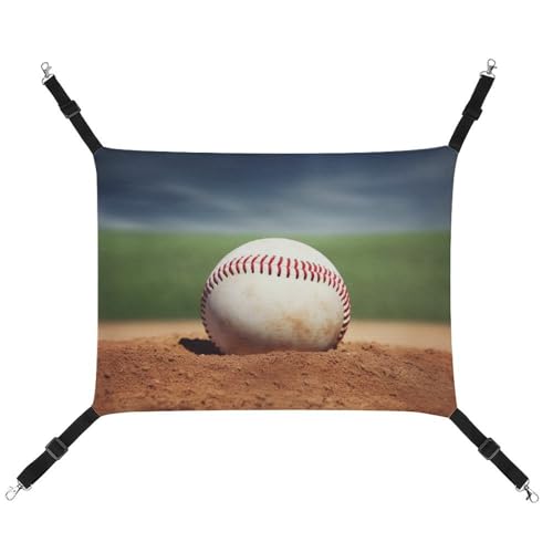 DWVSFJM Baseball-Katzen-Hängematte, Haustierkäfig-Hängematte, weiches Haustier-Hängebett mit verstellbaren Gurten und Metallhaken-Muster, warme hängende Haustiermatten für Katzen, kleine Hunde, von DWVSFJM