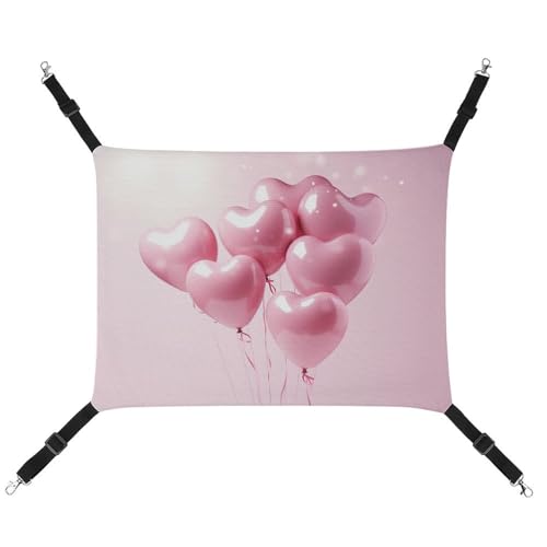 DWVSFJM Bilder von rosa Luftballons, Katzenhängematte, Haustierkäfig-Hängematte, weiches Haustier-Hängebett mit verstellbaren Gurten und Metallhaken, warme hängende Haustiermatten für Katzen, kleine von DWVSFJM