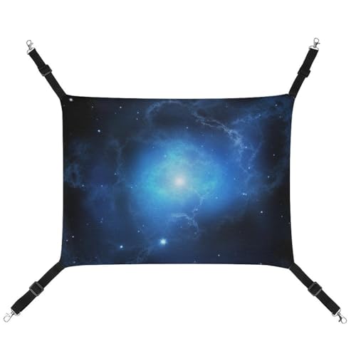 DWVSFJM Blaue Galaxie-Katzen-Hängematte Haustierkäfig-Hängematte, weiches Haustier-Hängebett mit verstellbaren Riemen und Metallhaken-Muster, warme hängende Haustiermatten für Katzen, kleine Hunde, von DWVSFJM