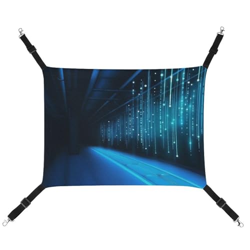 DWVSFJM Blue Line Katzenhängematte, Haustierkäfig-Hängematte, weiches Haustier-Hängebett mit verstellbaren Gurten und Metallhaken-Muster, warme hängende Haustiermatten für Katzen, kleine Hunde, von DWVSFJM