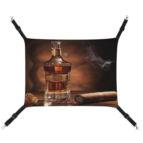 DWVSFJM Brandy Cigar Katzenhängematte, Haustierkäfig-Hängematte, weiches Haustier-Hängebett mit verstellbaren Gurten und Metallhaken-Muster, warme hängende Haustiermatten für Katzen, kleine Hunde, DWVSFJM Brandy Cigar Katzenhängematte, Haustierkäfig-Hängematte, weiches Haustier-Hängebett mit verstellbaren Gurten und Metallhaken-Muster, warme hängende Haustiermatten für Katzen, kleine Hunde, von DWVSFJM
