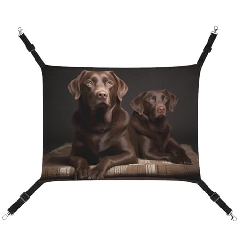 DWVSFJM Braune Labrador Retriever-Katzen-Hängematte Haustierkäfig-Hängematte, weiches Haustier-Hängebett mit verstellbaren Gurten und Metallhaken-Muster, warme hängende Haustiermatten für Katzen, von DWVSFJM