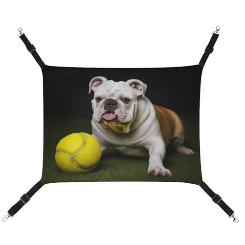 DWVSFJM Bulldogge mit gelbem Ball, Katzenhängematte, Haustierkäfig-Hängematte, weiches Haustier-Hängebett mit verstellbaren Gurten und Metallhaken-Muster, warme hängende Haustiermatten für Katzen, DWVSFJM Bulldogge mit gelbem Ball, Katzenhängematte, Haustierkäfig-Hängematte, weiches Haustier-Hängebett mit verstellbaren Gurten und Metallhaken-Muster, warme hängende Haustiermatten für Katzen, von DWVSFJM