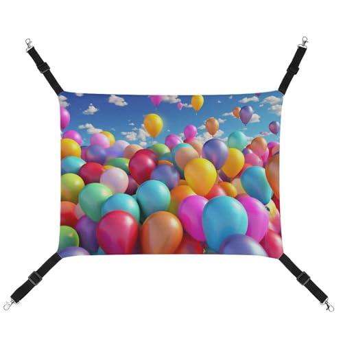 DWVSFJM Bunte Luftballon-Katzen-Hängematte, Haustierkäfig-Hängematte, weiches Haustier-Hängebett mit verstellbaren Riemen und Metallhaken, warme hängende Haustiermatten für Katzen, kleine Hunde, von DWVSFJM