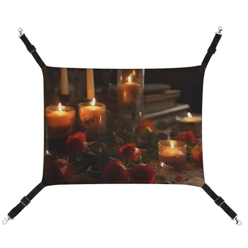 DWVSFJM Candles on Table Katzenhängematte Haustierkäfig-Hängematte, weiches Haustier-Hängebett mit verstellbaren Gurten und Metallhaken-Muster, warme hängende Haustiermatten für Katzen, kleine Hunde, von DWVSFJM