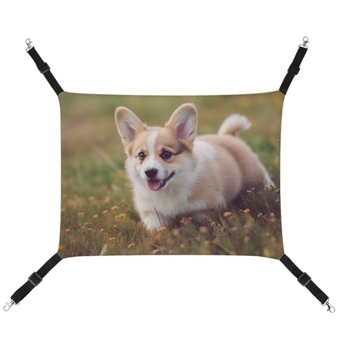 DWVSFJM Corgi Hängematte für Welpen, Katzen, Haustierkäfig-Hängematte, weiches Haustier-Hängebett mit verstellbaren Gurten und Metallhaken-Muster, warme hängende Haustiermatten für Katzen, kleine von DWVSFJM