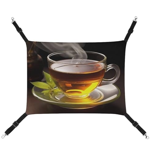 DWVSFJM Cup of Tea Katzenhängematte Haustierkäfig-Hängematte weiches Haustier-Hängebett mit verstellbaren Riemen und Metallhaken-Muster, warme hängende Haustiermatten für Katzen, kleine Hunde, von DWVSFJM