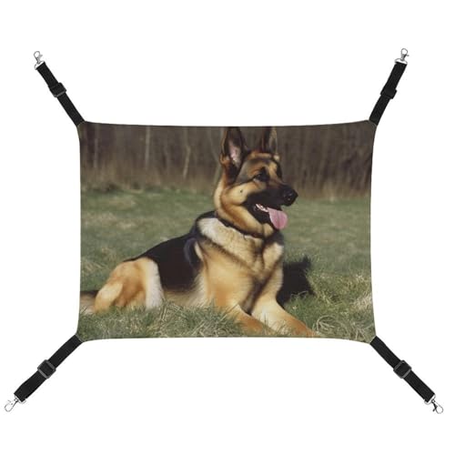 DWVSFJM Deutscher Schäferhund Katze Hängematte Haustier Käfig Hängematte Weiches Haustier Hängebett mit verstellbaren Riemen und Metallhaken Muster Warme hängende Haustiermatten für Katzen Kleine von DWVSFJM