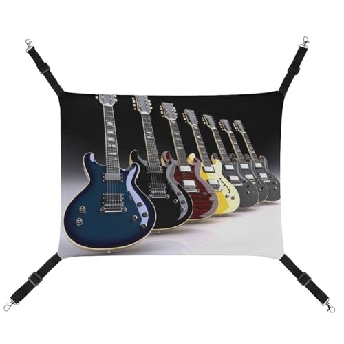 DWVSFJM Elektrische Gitarre Katze Hängematte Haustier Käfig Hängematte Weiches Haustier Hängebett mit verstellbaren Riemen und Metallhaken Muster Warme hängende Haustiermatten für Katzen Kleine Hunde von DWVSFJM
