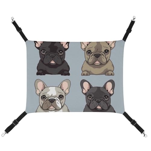 DWVSFJM Französische Bulldogge Katzenhängematte Haustierkäfig-Hängematte weiches Haustier-Hängebett mit verstellbaren Riemen und Metallhaken-Muster, warme hängende Haustiermatten für Katzen, kleine DWVSFJM Französische Bulldogge Katzenhängematte Haustierkäfig-Hängematte weiches Haustier-Hängebett mit verstellbaren Riemen und Metallhaken-Muster, warme hängende Haustiermatten für Katzen, kleine von DWVSFJM