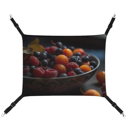 DWVSFJM Fresh Berries Katzenhängematte, Haustierkäfig-Hängematte, weiches Haustier-Hängebett mit verstellbaren Gurten und Metallhaken-Muster, warme hängende Haustiermatten für Katzen, kleine Hunde, von DWVSFJM