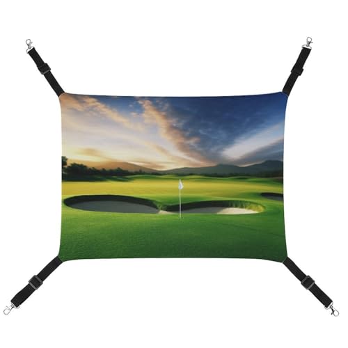 DWVSFJM Golfplatz-Katzen-Hängematte, Haustierkäfig-Hängematte, weiches Haustier-Hängebett mit verstellbaren Gurten und Metallhaken-Muster, warme hängende Haustiermatten für Katzen, kleine Hunde, von DWVSFJM