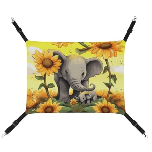 DWVSFJM Hängematte, Motiv: Mutter Elefant, Sonnenblumen, Katze, verstellbar, ruhend, schläfrige Katze, Fensterpolster, Haustier-Hängematte, weiches Bett für Katzen, Kaninchen oder andere Kleintiere DWVSFJM Hängematte, Motiv: Mutter Elefant, Sonnenblumen, Katze, verstellbar, ruhend, schläfrige Katze, Fensterpolster, Haustier-Hängematte, weiches Bett für Katzen, Kaninchen oder andere Kleintiere von DWVSFJM