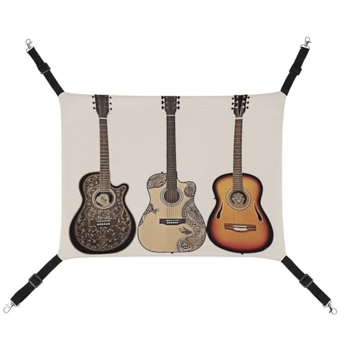 DWVSFJM Hängematte für Gitarre, Katze, Haustierkäfig-Hängematte, weiches Haustier-Hängebett mit verstellbaren Gurten und Metallhaken-Muster, warme hängende Haustiermatten für Katzen, kleine Hunde, von DWVSFJM