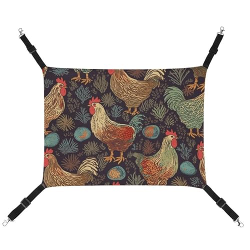 DWVSFJM Hängematte mit Hühner-Druck, verstellbar, ruhend, schläfrige Katze, Fensterpolster, Haustier-Hängematte, weiches Bett für Katzen, Kaninchen oder andere Kleintiere von DWVSFJM