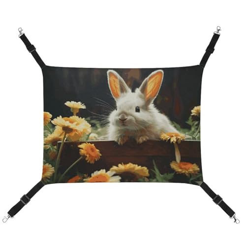 DWVSFJM Hängematte mit Kaninchen- und Blumenmotiv, verstellbar, ruhend, schläfrige Katze, Fensterpolster, Haustier-Hängematte, weiches Bett für Katzen, Kaninchen oder andere Kleintiere DWVSFJM Hängematte mit Kaninchen- und Blumenmotiv, verstellbar, ruhend, schläfrige Katze, Fensterpolster, Haustier-Hängematte, weiches Bett für Katzen, Kaninchen oder andere Kleintiere von DWVSFJM
