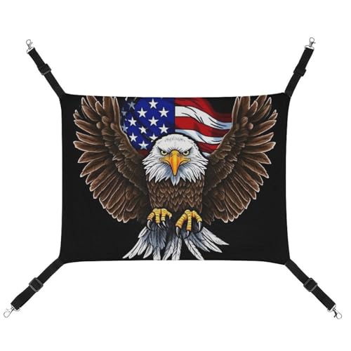 DWVSFJM Hängematte mit USA-Flagge, patriotischer Adler, Katze, Haustierkäfig-Hängematte, weiches Haustier-Hängebett mit verstellbaren Riemen und Metallhaken, warme hängende Haustiermatten für Katzen, DWVSFJM Hängematte mit USA-Flagge, patriotischer Adler, Katze, Haustierkäfig-Hängematte, weiches Haustier-Hängebett mit verstellbaren Riemen und Metallhaken, warme hängende Haustiermatten für Katzen, von DWVSFJM