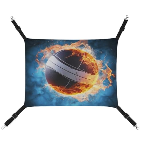 DWVSFJM Ice and Fire Volleyball-Katzen-Hängematte, Haustierkäfig-Hängematte, weiches Haustier-Hängebett mit verstellbaren Gurten und Metallhaken-Muster, warme hängende Haustiermatten für Katzen, von DWVSFJM