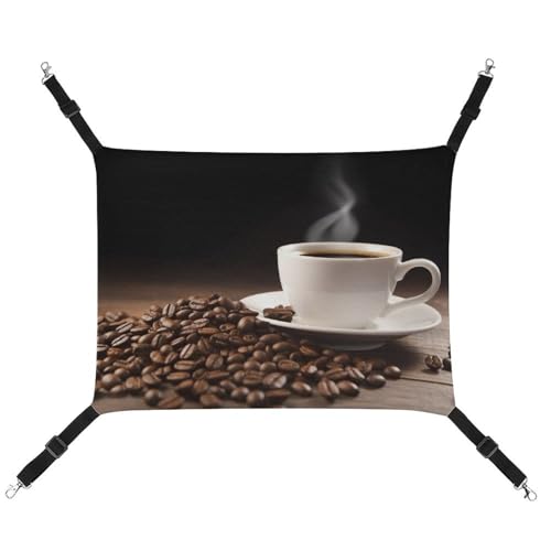 DWVSFJM Kaffeetasse und Kaffeebohnen, Katzen-Hängematte, Haustierkäfig-Hängematte, weiches Haustier-Hängebett mit verstellbaren Riemen und Metallhaken-Muster, warme hängende Haustiermatten für Katzen, DWVSFJM Kaffeetasse und Kaffeebohnen, Katzen-Hängematte, Haustierkäfig-Hängematte, weiches Haustier-Hängebett mit verstellbaren Riemen und Metallhaken-Muster, warme hängende Haustiermatten für Katzen, von DWVSFJM