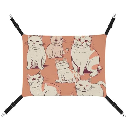 DWVSFJM Katzen-Hängematte in verschiedenen Posen, Haustierkäfig-Hängematte, weiches Haustier-Hängebett mit verstellbaren Riemen und Metallhaken-Muster, warme hängende Haustiermatten für Katzen, kleine von DWVSFJM