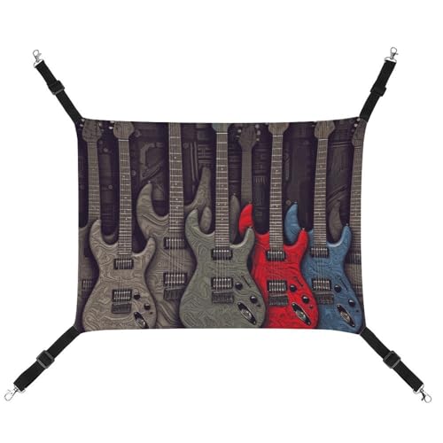 DWVSFJM Katzenhängematte mit Gitarrenmuster, verstellbar, ruhend, schläfrige Katze, Fensterpolster, Haustier-Hängematte, weiches Bett für Katzen, Kaninchen oder andere Kleintiere von DWVSFJM