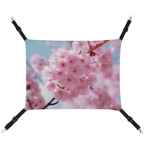 DWVSFJM Katzenhängematte mit rosa Blumen, Haustierkäfig-Hängematte, weiches Haustier-Hängebett mit verstellbaren Gurten und Metallhaken, warme hängende Haustiermatten für Katzen, kleine Hunde, von DWVSFJM