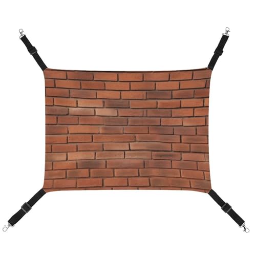 DWVSFJM Katzenhängematte mit roten Ziegelwänden, Haustierkäfig-Hängematte, weiches Haustier-Hängebett mit verstellbaren Gurten und Metallhaken, warme hängende Haustiermatten für Katzen, kleine Hunde, von DWVSFJM