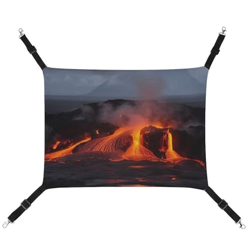 DWVSFJM Kilauea Vulkan-Katzen-Hängematte, Haustierkäfig-Hängematte, weiches Haustier-Hängebett mit verstellbaren Gurten und Metallhaken-Muster, warme hängende Haustiermatten für Katzen, kleine Hunde, von DWVSFJM