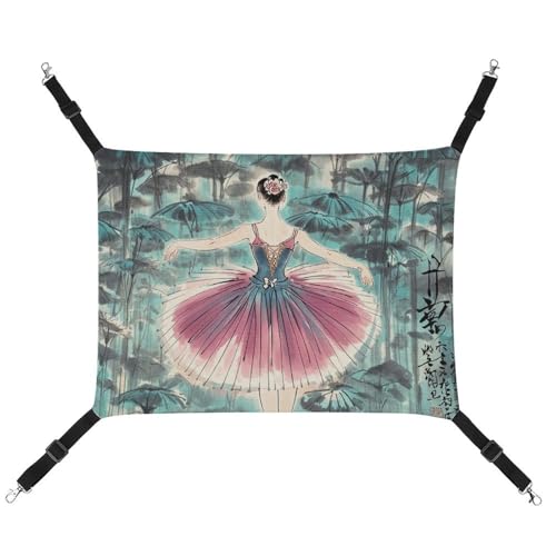 DWVSFJM Klassische Ballett-elegante Ballerina-Katzen-Hängematte, Haustierkäfig-Hängematte, weiches Haustier-Hängebett mit verstellbaren Gurten und Metallhaken-Muster, warme hängende Haustiermatten für DWVSFJM Klassische Ballett-elegante Ballerina-Katzen-Hängematte, Haustierkäfig-Hängematte, weiches Haustier-Hängebett mit verstellbaren Gurten und Metallhaken-Muster, warme hängende Haustiermatten für von DWVSFJM