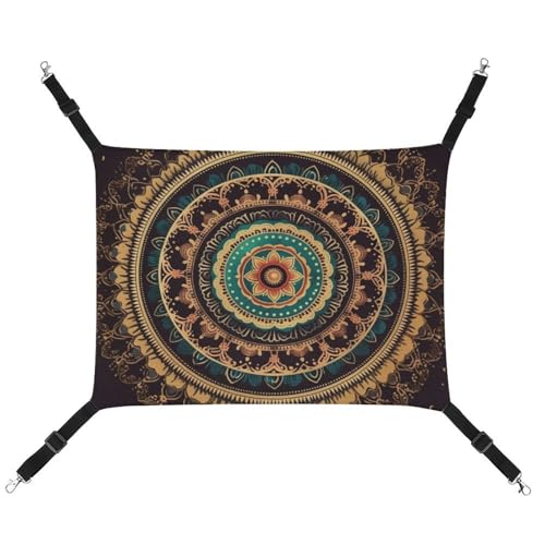 DWVSFJM Mandala-Katzen-Hängematte, Haustierkäfig-Hängematte, weiches Haustier-Hängebett mit verstellbaren Gurten und Metallhaken-Muster, warme hängende Haustiermatten für Katzen, kleine Hunde, von DWVSFJM