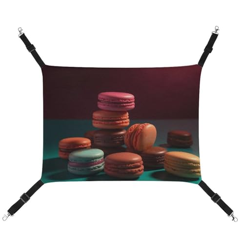 DWVSFJM Mehrere Macarons Katzen-Hängematte Haustierkäfig-Hängematte weiches Haustier-Hängebett mit verstellbaren Riemen und Metallhaken-Muster, warme hängende Haustiermatten für Katzen, kleine Hunde, von DWVSFJM