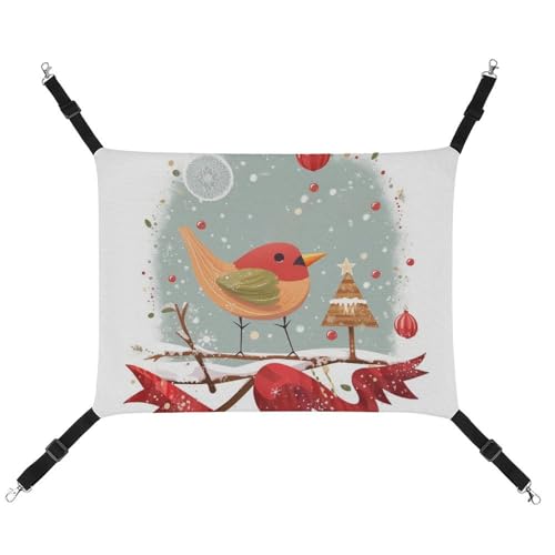 DWVSFJM Merry Christmas Vogel- und Katzenhängematte für Haustiere, weiches Haustier-Hängebett mit verstellbaren Gurten und Metallhaken-Muster, warme hängende Haustiermatten für Katzen, kleine Hunde, von DWVSFJM