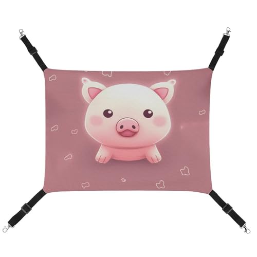 DWVSFJM Niedliche Schweine-/Katzen-Hängematte, Haustierkäfig-Hängematte, weiches Haustier-Hängebett mit verstellbaren Riemen und Metallhaken-Muster, warme hängende Haustiermatten für Katzen, kleine von DWVSFJM
