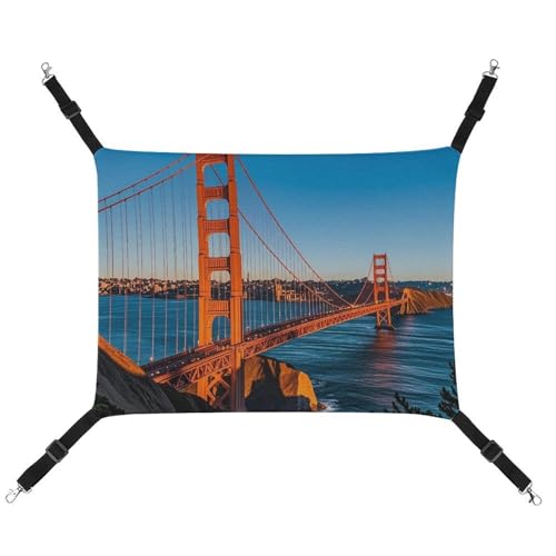 DWVSFJM San Francisco Bay Bridge Katzenhängematte, Haustierkäfig-Hängematte, weiches Haustier-Hängebett mit verstellbaren Gurten und Metallhaken-Muster, warme hängende Haustiermatten für Katzen, DWVSFJM San Francisco Bay Bridge Katzenhängematte, Haustierkäfig-Hängematte, weiches Haustier-Hängebett mit verstellbaren Gurten und Metallhaken-Muster, warme hängende Haustiermatten für Katzen, von DWVSFJM