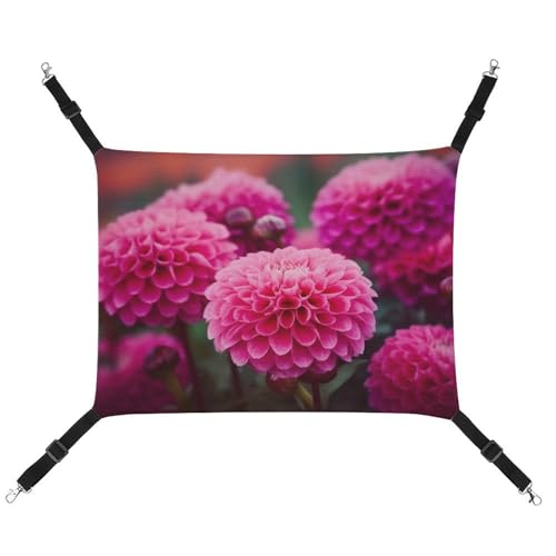 DWVSFJM Schöne rosa Blumen-Katzen-Hängematte Haustierkäfig-Hängematte weiches Haustier-Hängebett mit verstellbaren Riemen und Metallhaken-Muster, warme hängende Haustiermatten für Katzen, kleine von DWVSFJM