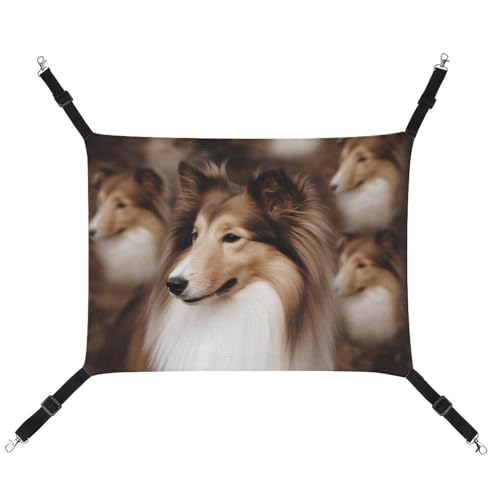 DWVSFJM Shelties Hängematte für Hunde und Katzen, Haustierkäfig-Hängematte, weiches Haustier-Hängebett mit verstellbaren Gurten und Metallhaken-Muster, warme hängende Haustiermatten für Katzen, kleine von DWVSFJM