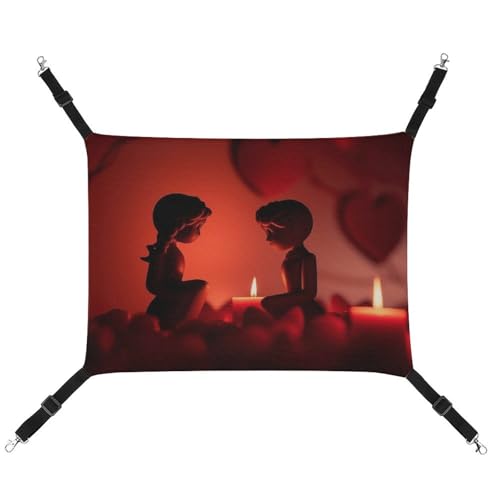DWVSFJM Silhouette vor der Kerze, Katzenhängematte, Haustierkäfig-Hängematte, weiches Haustier-Hängebett mit verstellbaren Riemen und Metallhaken, warme hängende Haustiermatten für Katzen, kleine von DWVSFJM