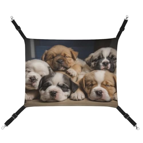 DWVSFJM Sleepy Dogs Katzenhängematte, Haustierkäfig-Hängematte, weiches Haustier-Hängebett mit verstellbaren Gurten und Metallhaken-Muster, warme hängende Haustiermatten für Katzen, kleine Hunde, von DWVSFJM