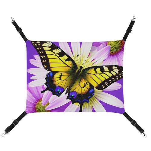 DWVSFJM Spring Schmetterlings- und Blumen-Katzenhängematte für Haustiere, weiches Haustier-Hängebett mit verstellbaren Riemen und Metallhaken-Muster, warme hängende Haustiermatten für Katzen, kleine DWVSFJM Spring Schmetterlings- und Blumen-Katzenhängematte für Haustiere, weiches Haustier-Hängebett mit verstellbaren Riemen und Metallhaken-Muster, warme hängende Haustiermatten für Katzen, kleine von DWVSFJM