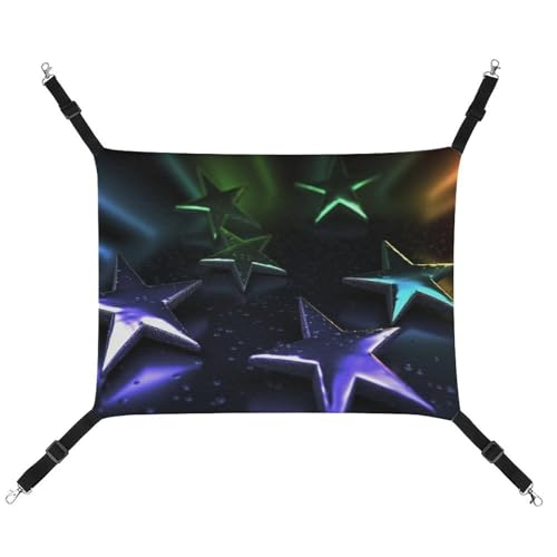 DWVSFJM Stars Katzen-Hängematte Haustierkäfig-Hängematte weiches Haustier-Hängebett mit verstellbaren Riemen und Metallhaken-Muster, warme hängende Haustiermatten für Katzen, kleine Hunde, Kaninchen von DWVSFJM