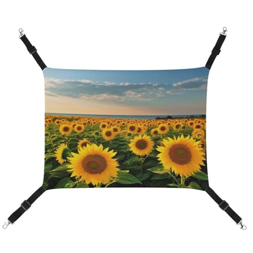 DWVSFJM Sunflowers Sea Cat Hängematte Haustier Käfig Hängematte Weiches Haustier Hängebett mit verstellbaren Riemen und Metallhaken Muster Warme hängende Haustiermatten für Katzen Kleine Hunde von DWVSFJM