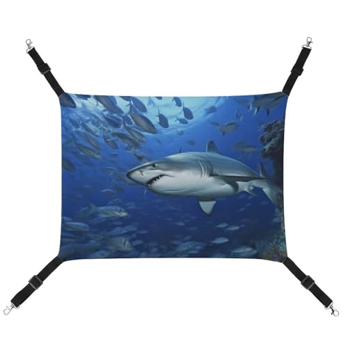 DWVSFJM Unterwasser-Fisch-Katzen-Hängematte, Haustierkäfig-Hängematte, weiches Haustier-Hängebett mit verstellbaren Gurten und Metallhaken-Muster, warme hängende Haustiermatten für Katzen, kleine von DWVSFJM