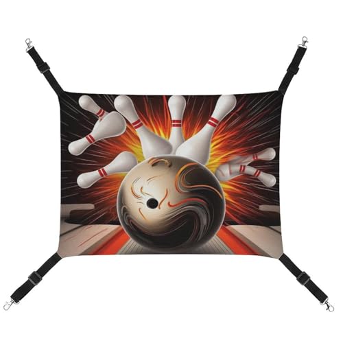 DWVSFJM Vintage Sport Bowling Ball Katze Hängematte Haustier Käfig Hängematte Weiches Haustier Hängende Bett mit verstellbaren Riemen und Metallhaken Muster Warme hängende Haustiermatten für Katzen von DWVSFJM