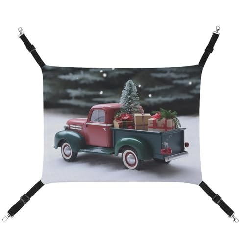 DWVSFJM Weihnachtswagen, Katzen-Hängematte, Haustierkäfig-Hängematte, weiches Haustier-Hängebett mit verstellbaren Gurten und Metallhaken-Muster, warme hängende Haustiermatten für Katzen, kleine von DWVSFJM