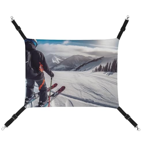 DWVSFJM Winter-Ski-Hängematte für Katzen, Käfig-Hängematte, weiches Haustier-Hängebett mit verstellbaren Gurten und Metallhaken-Muster, warme hängende Haustiermatten für Katzen, kleine Hunde, von DWVSFJM
