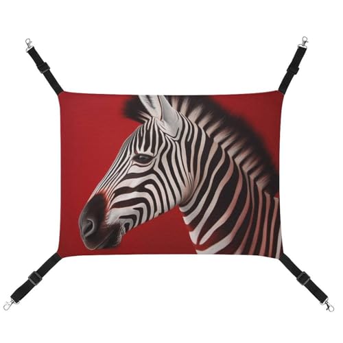 DWVSFJM Zebra Red Cat Hammock Pet Cage Hammock Soft Pet Hanging Bed with Adjustable Straps and Metal Hooks Pattern Warm Hanging Pet Mats for Cats Small Dogs Rabbits von DWVSFJM