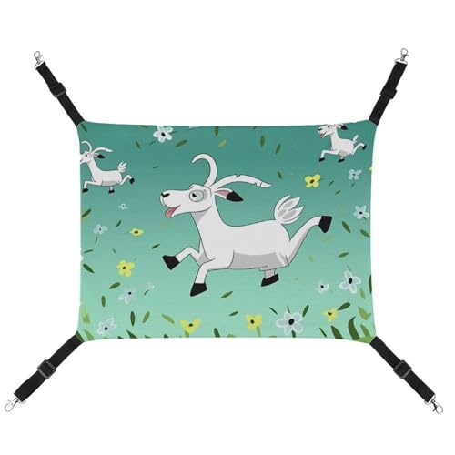 DWVSFJM Ziegenfrolic Katzenhängematte, Haustierkäfig-Hängematte, weiches Haustier-Hängebett mit verstellbaren Gurten und Metallhaken-Muster, warme hängende Haustiermatten für Katzen, kleine Hunde, von DWVSFJM