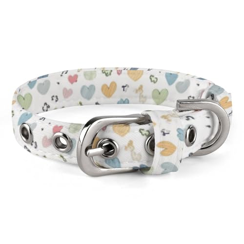 Enthält viele Herzen Hundehalsband mit Metallschnalle, handgefertigt, Traktion, Schutzhülle für kleine, mittelgroße Hunde, Katzen und Haustiere von DWVSFJM